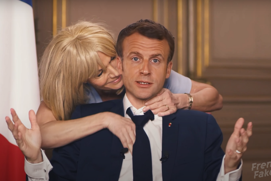 Capture d'écran de la vidéo «deepfake» de French Faker sur Emmanuel Macron. (Capture YouTube French Faker)