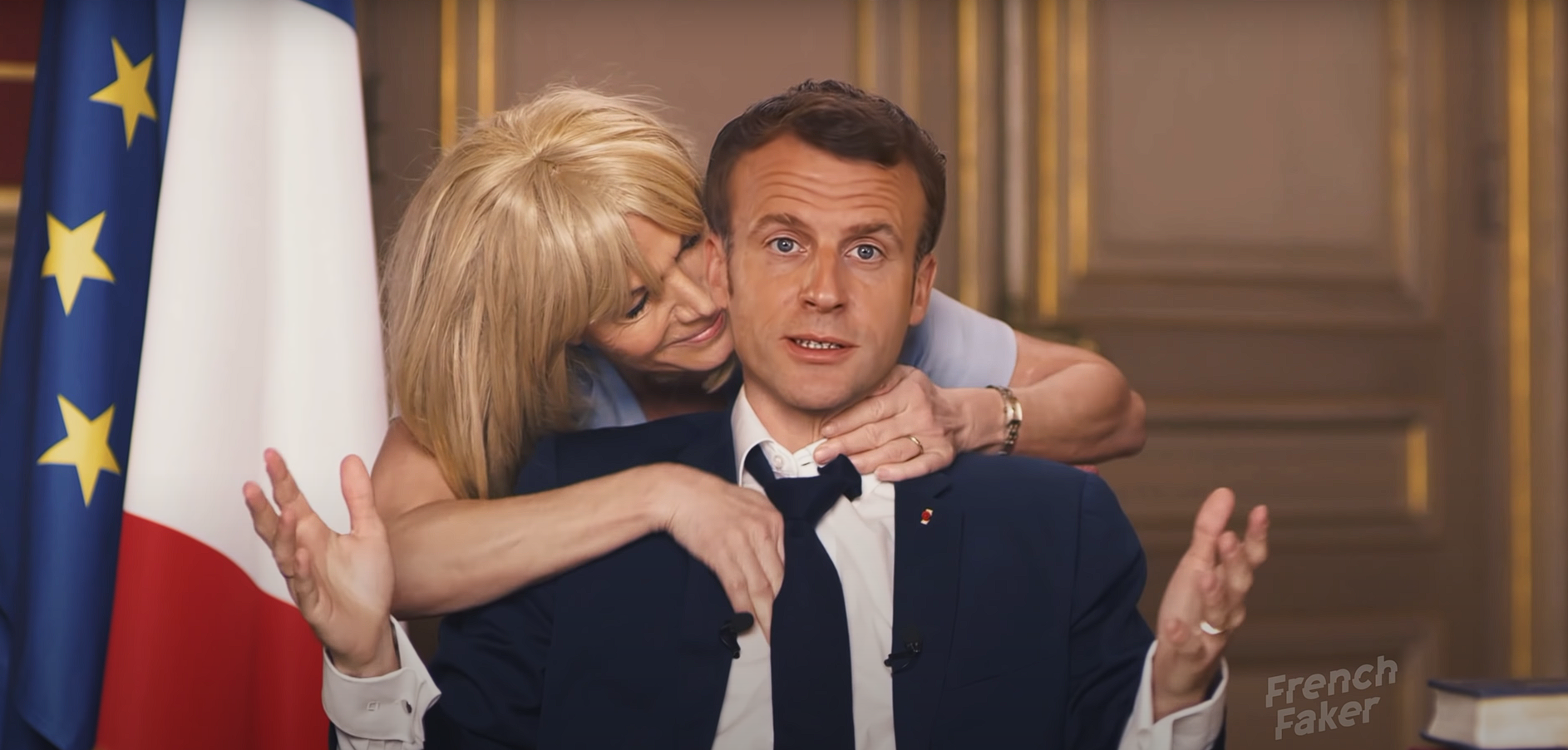 Capture d'écran de la vidéo «deepfake» de French Faker sur Emmanuel Macron. (Capture YouTube French Faker)